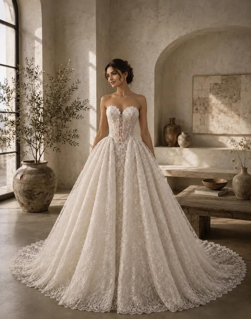 Robe de Mariée Princesse en Dentelle Chantilly Aix-en-Provence