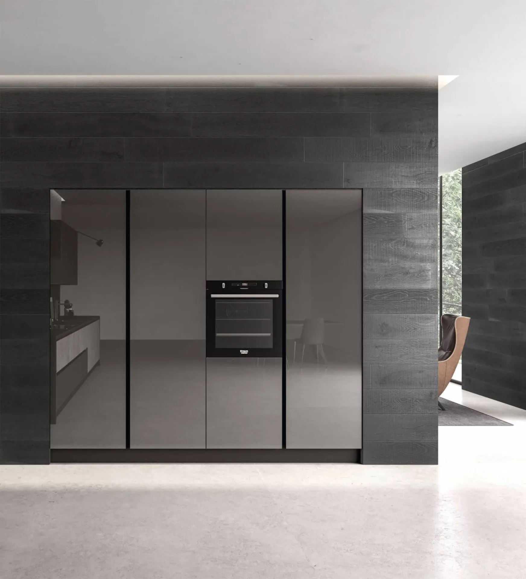Cuisine aménagée avec mur d'armoire intégrée près de Cassis