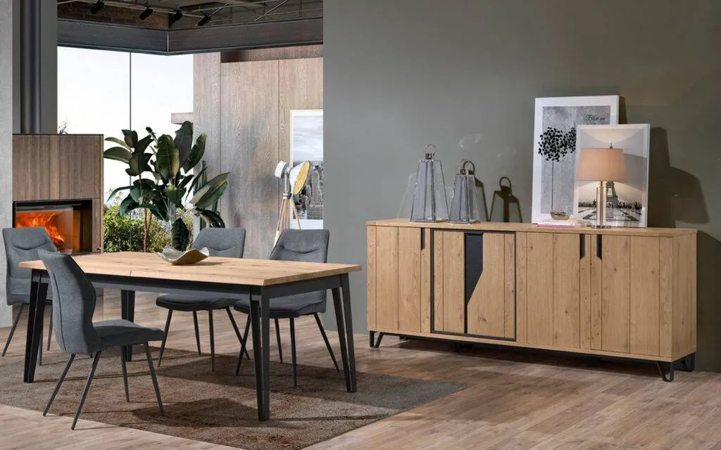 Vente d'une table, meuble et chaises ESCALE en chêne massif pour salle à manger