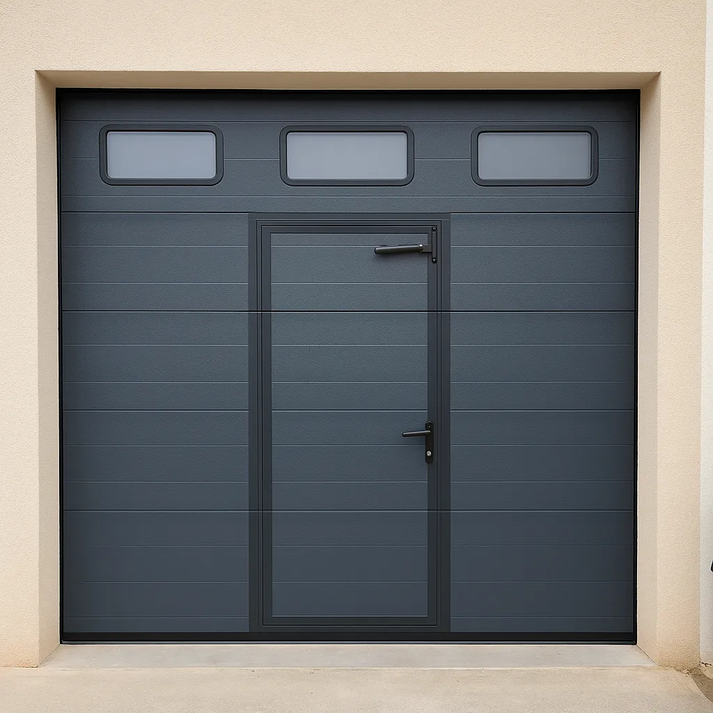 Pose porte de garage sectionnelle motorisée avec portillon intégré à Montagnac dans l’Hérault 34530