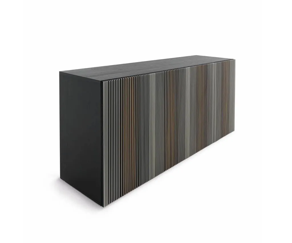 Buffet de salon moderne et design en bois avec étagères en verre à Hyères près de Toulon