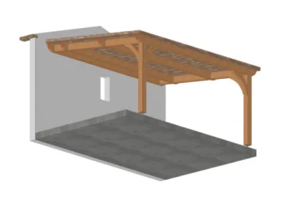 Conception et installation d’un auvent en bois douglas avec couverture en tuiles à Camps-la-Source (83)