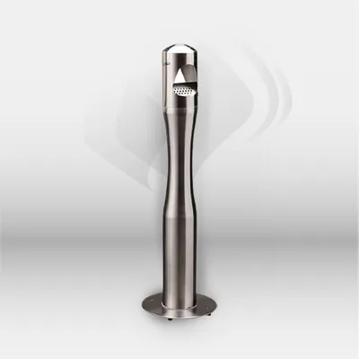 Cendrier sur pied inox Birkin 4 litres installé devant des bureaux professionnels à Mont-de-Marsan, Landes (40), Nouvelle-Aquitaine, disponible partout en France