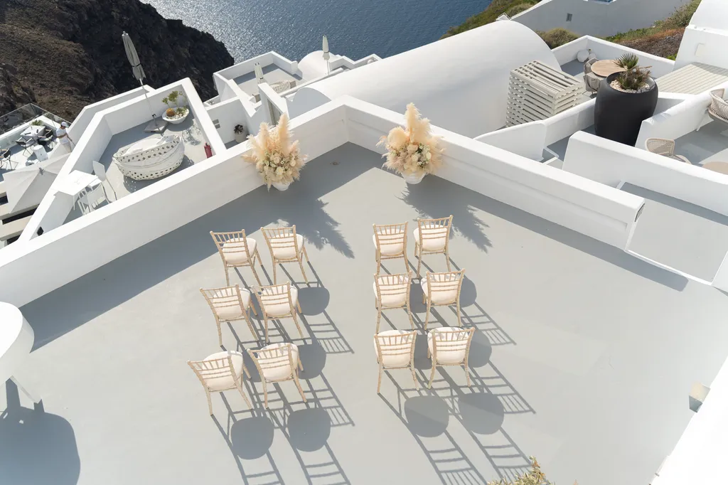 terrasse pour mariage santorin