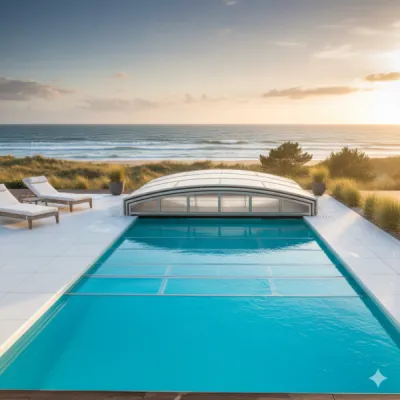 Abri bas de piscine à Biscarosse par Alohapiscines.com