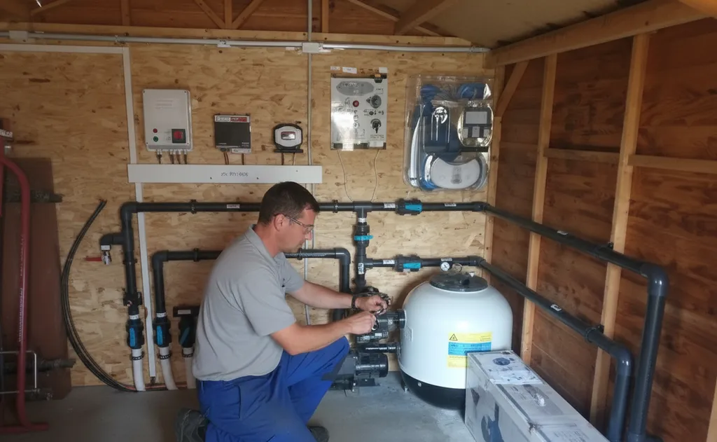 installation d'une pompe a chaleur pour piscine maçonnée à Bordeaux avec Aréva piscines