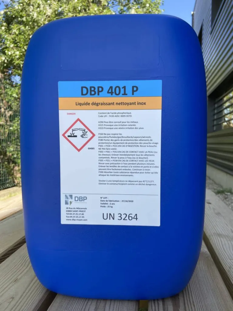 DBP 401 - DBP 401 N - DBP 401 P - Produit de nettoyage et de dégraissage pour les aciers en carbone