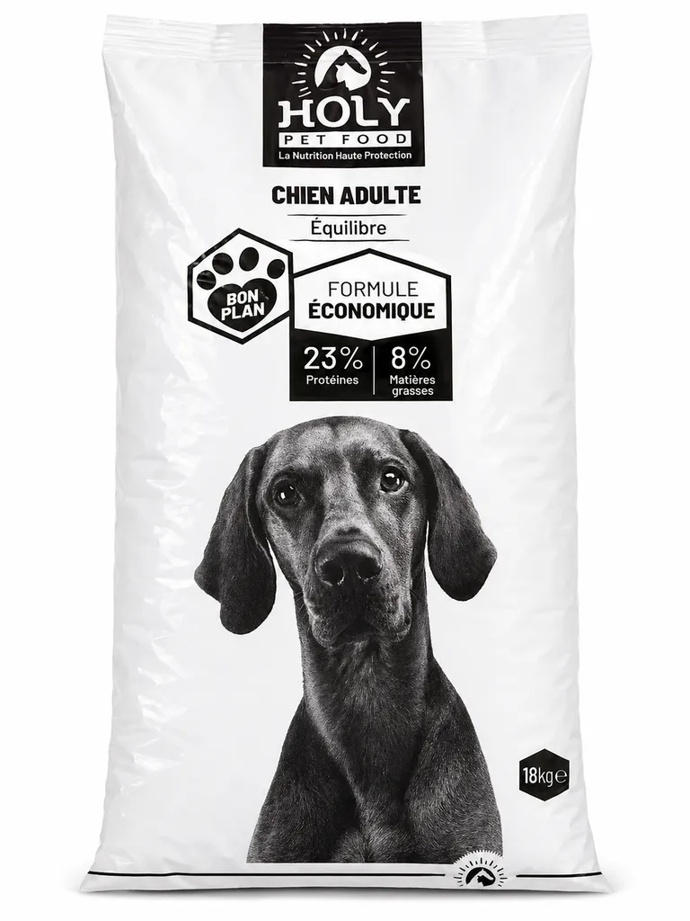 Holy Équilibre croquettes chien adulte 18kg digestion facile vitalité poids idéal sans colorants alimentation complète chiens moyenne grande race
