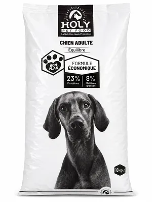 Holy Équilibre croquettes chien adulte 18kg digestion facile vitalité poids idéal sans colorants alimentation complète chiens moyenne grande race