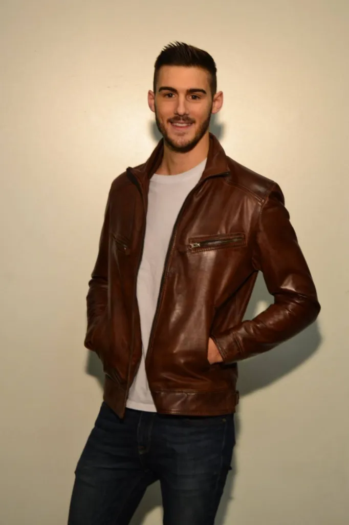blouson cuir marron homme