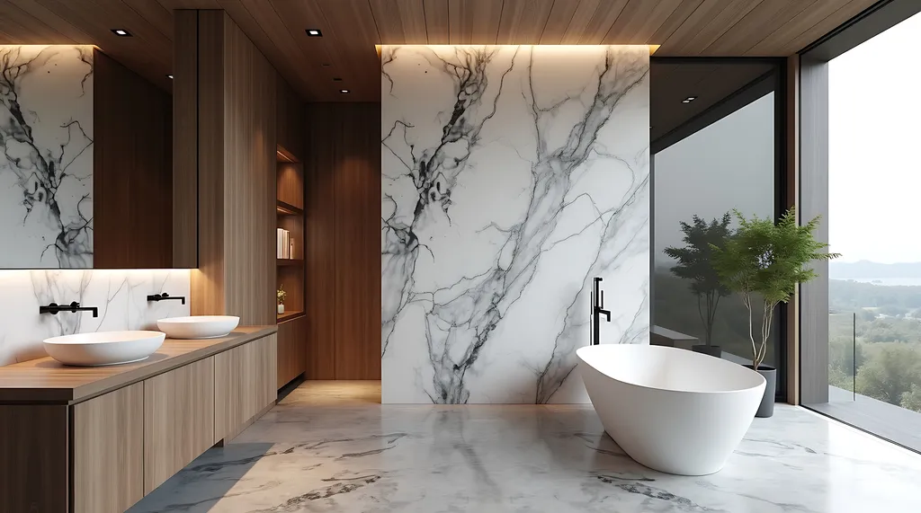 Entreprise spécialisée en carrelage de luxe mural à Rouen 76 : dalles céramiques XXL imitation marbre et effet pierre pour projets haut-de-gamme