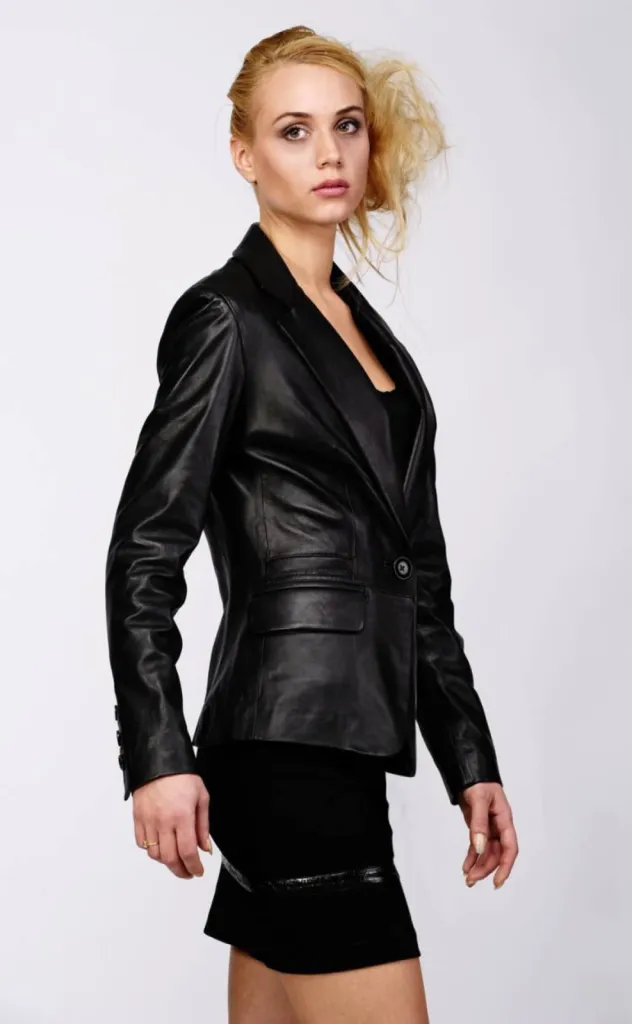 BLAZER CUIR AGNEAU NOIR GIOVANNI