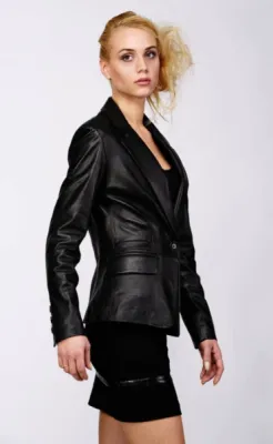 BLAZER CUIR AGNEAU NOIR GIOVANNI