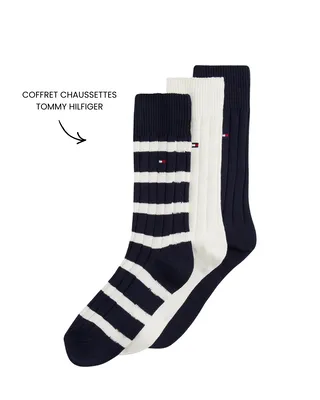 COFFRET CHAUSSETTES TOMMY HILFIGER HOMME – 3 PAIRES BLEU MARINE - Urban Chic 