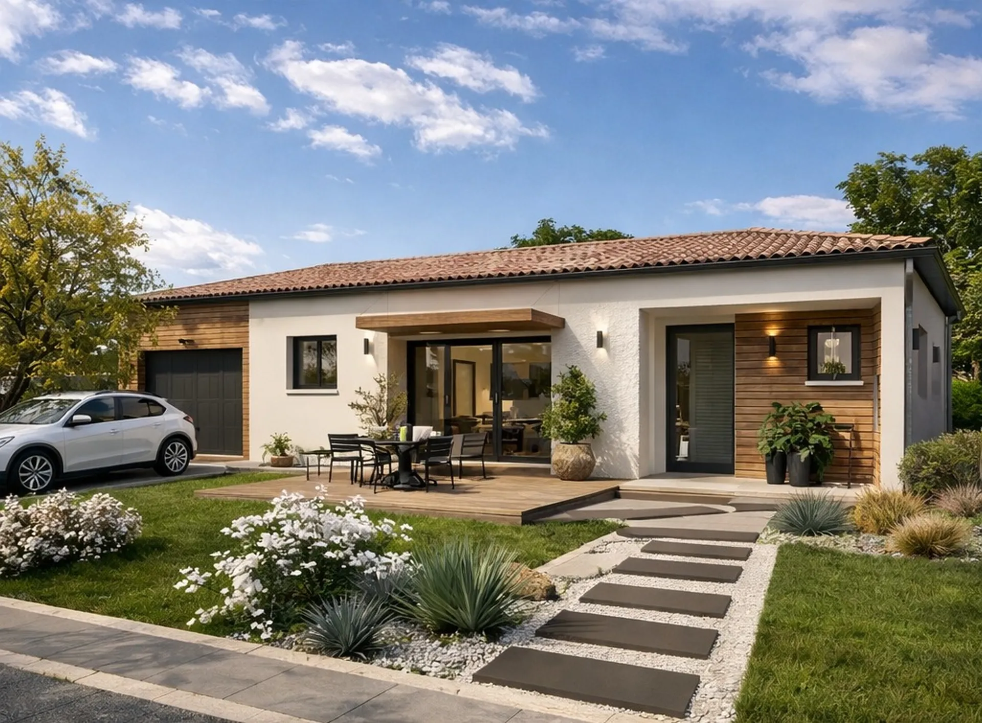 Maison neuve sur Listrac médoc, ce projet offre un cadre de vie privilégié, alliant tranquillité, nature et accessibilité.