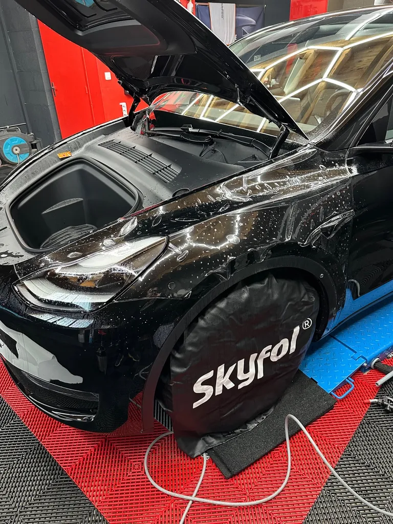 Protection carrosserie PPF Lyon plus traitement céramique carrosserie Tesla model Y Perf 