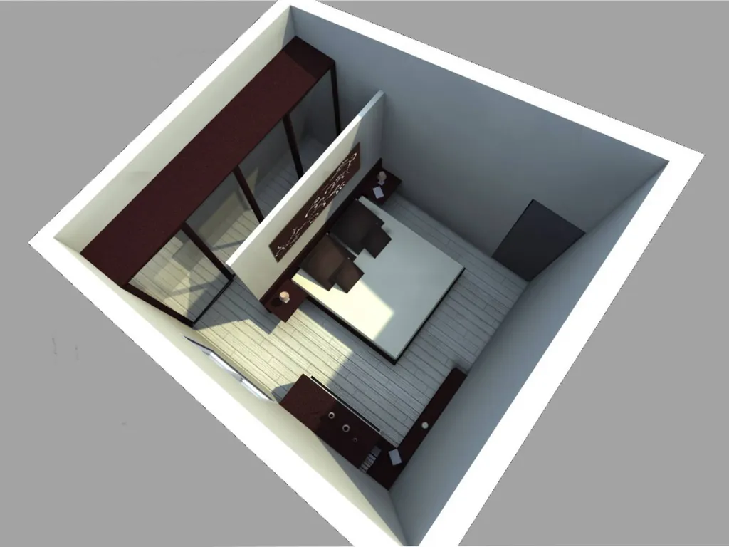 Perpective chambre parentale - Réaménagement intérieur d'une villa individuelle à Eyguières
