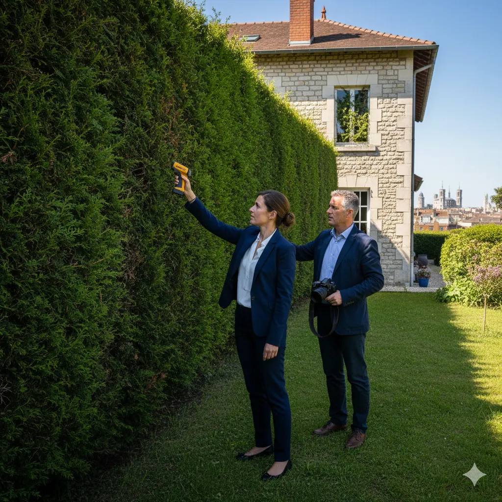 Huissier pour constat taille de haies ou arbre perte d’ensoleillement / perte de vue nuisance visuelle à Lyon, Villeurbanne, Vénissieux, Bourgoin Jallieu dans le Rhone 69