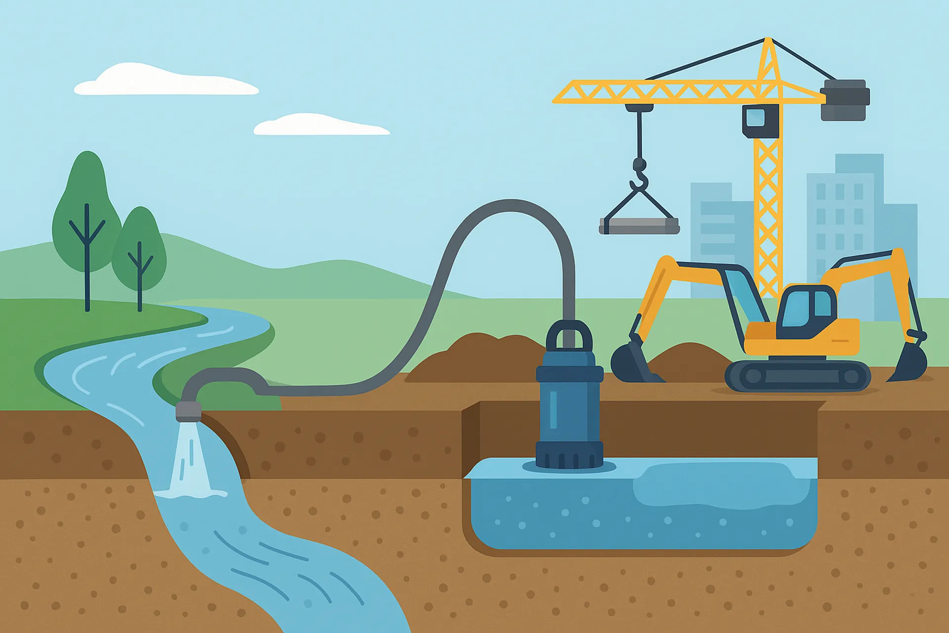 Rejet d'eau de pompage en milieu naturel