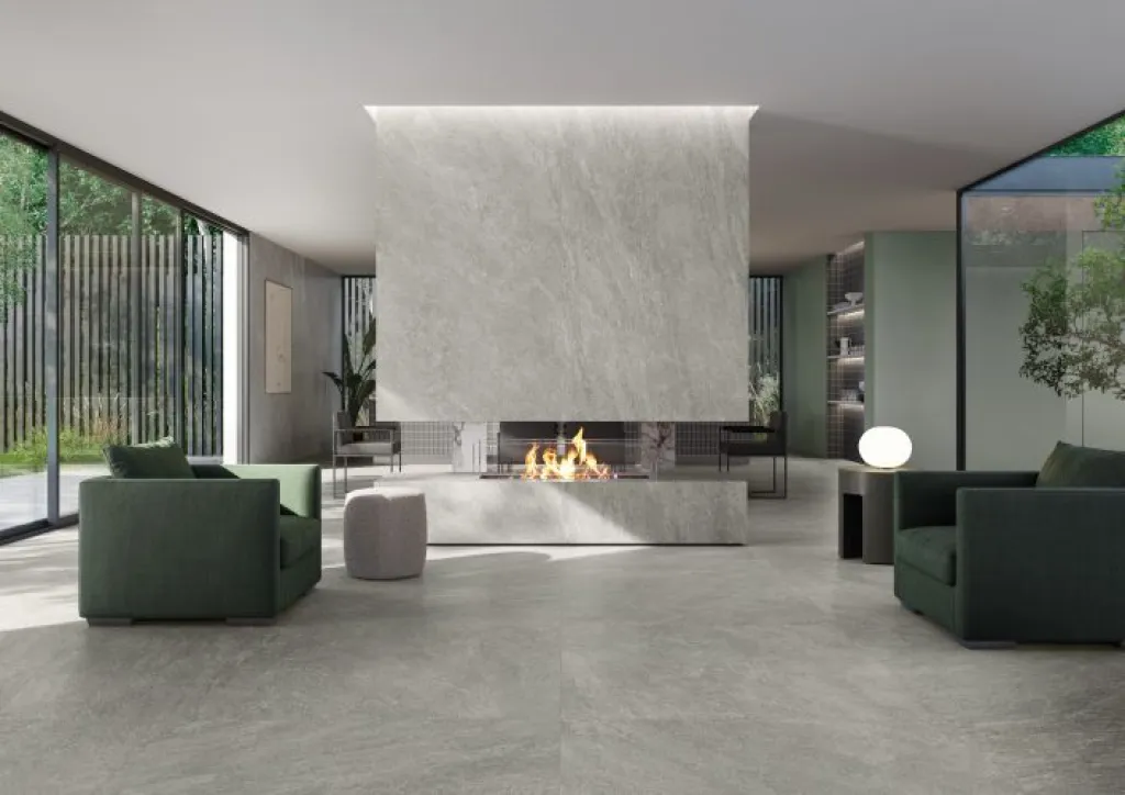 La finition RealUp du carrelage ORIGINS crée un effet quartzite bluffant dans les projets résidentiels haut de gamme à Rouen.