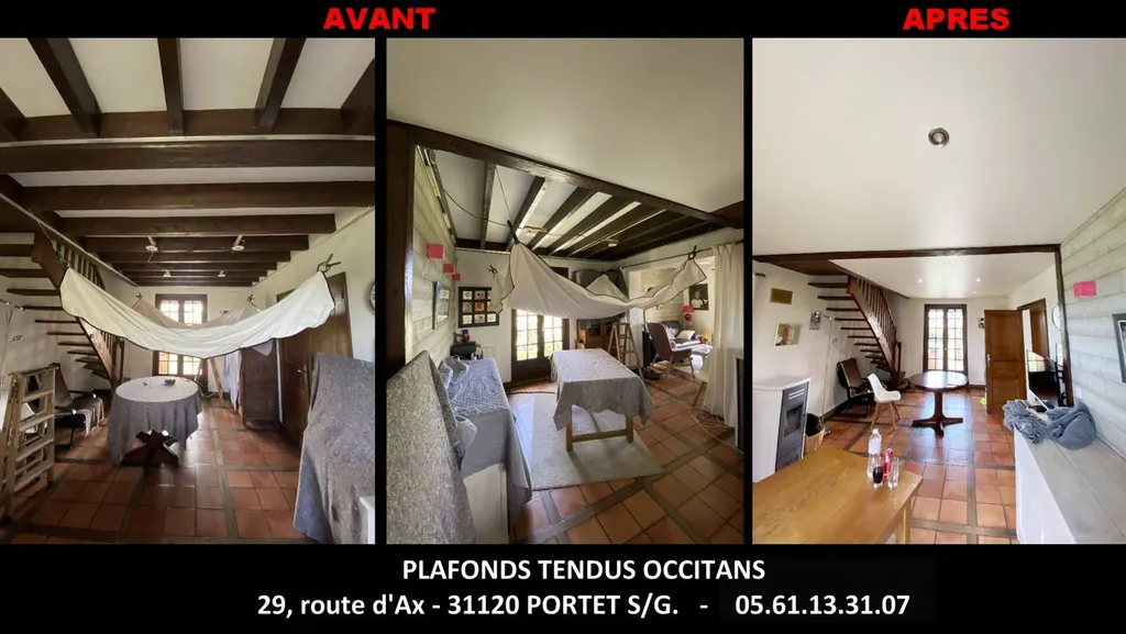 AVANT / APRES Plafonds Tendus Occitans Roquemaure