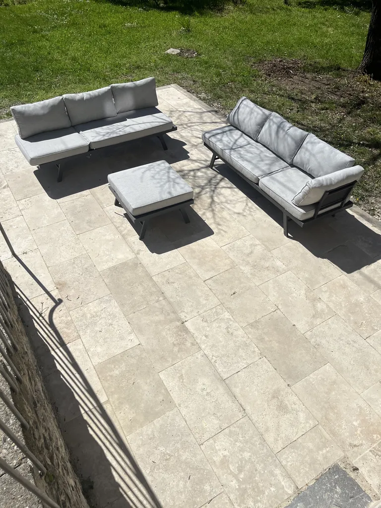 TERRASSE / DALLAGES EXTERIEURS EN TRAVERTIN BEIGE 2CD CHOIX MIX FORMAT 61X40.6X3CM POSE SUR SABLE