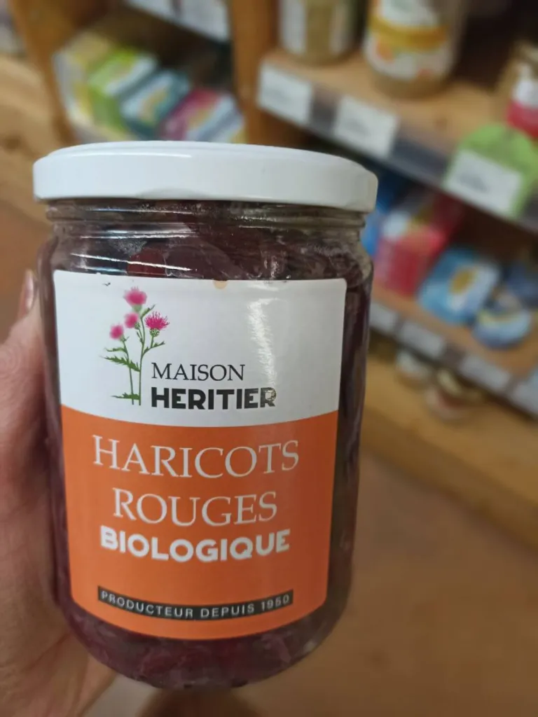 haricots rouges bio en bocaux de la Maison Héritier à Belleville en Beaujolais