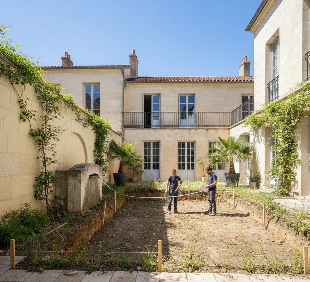 traçage et vérification des distances de l'installation d'une piscine sur-mesure à bruges (33520)