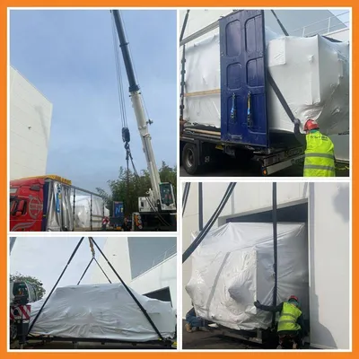 Déchargement et l’installation de fours neufs sur un site agroalimentaire.