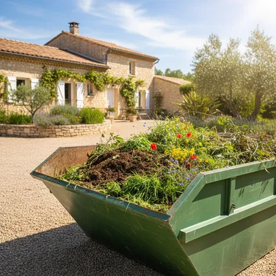 Location benne déchets verts 3m3 à Vidauban : Pour vos petits travaux de jardinage : terre végétale, herbes coupées et petites fleurs.