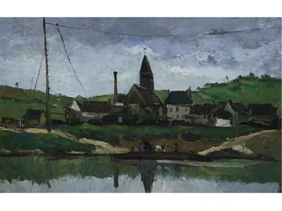 photographe à Lyon pour reproduction d'oeuvre d'art peinture à l'huile sur toile Paul Cézanne_Vue de Bonnières_1866_Musée Faure_Aix-les-Bains