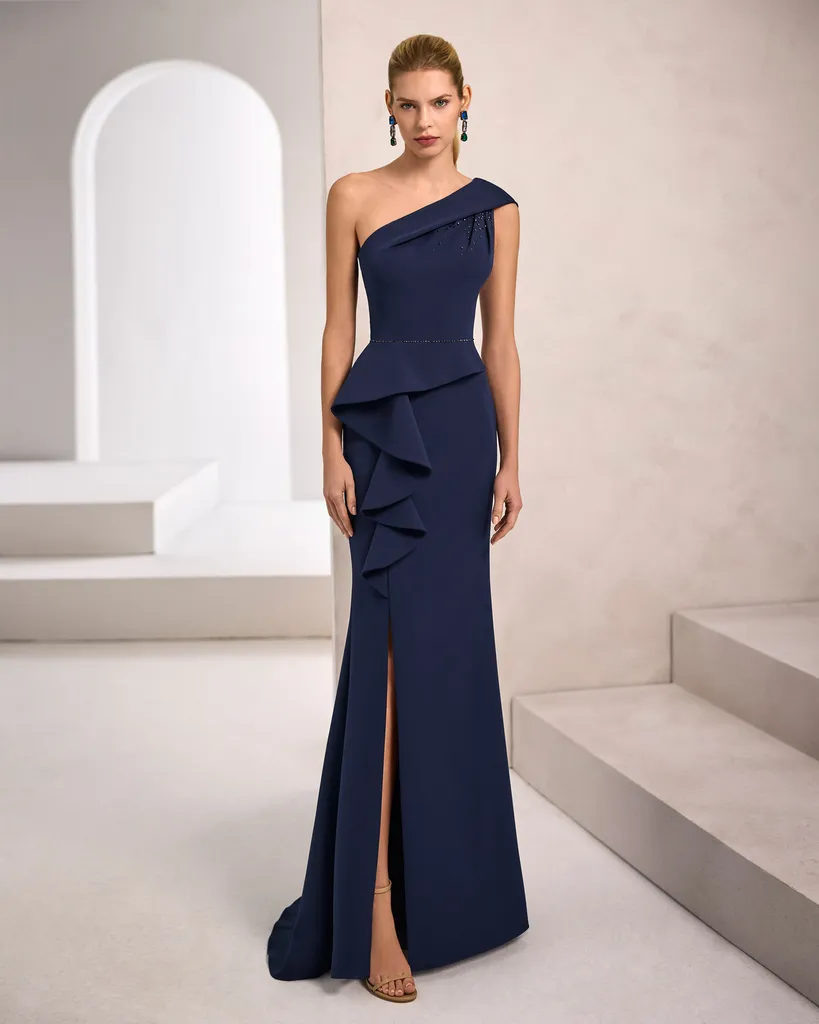 Robe de soirée longue bleu nuit