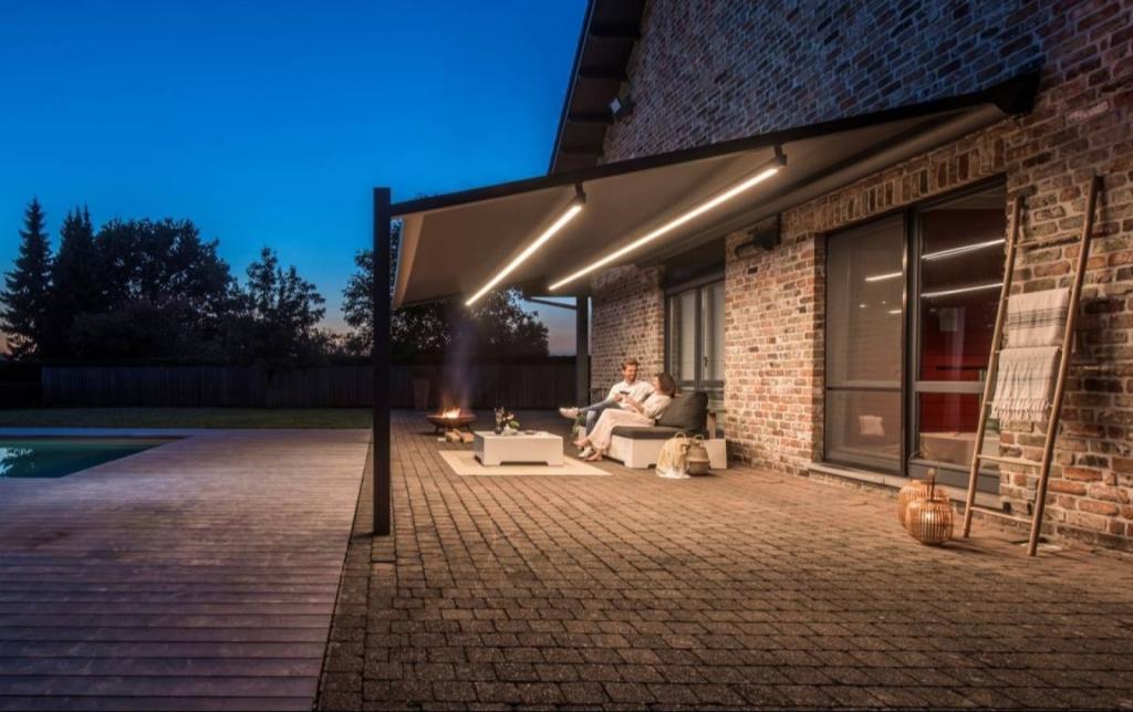 Pergola à toile Lapure avec LED