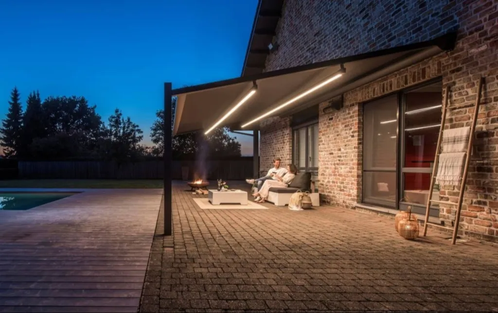 Pergola à toile Lapure avec LED