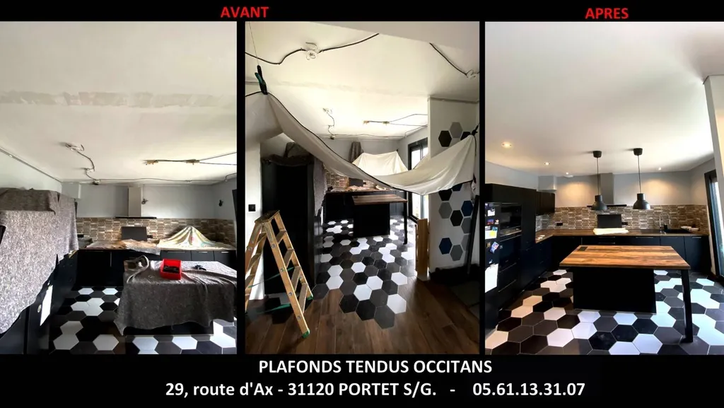 Le plafond tendu dans une cuisine by Plafonds Tendus Occitans St Gaudens