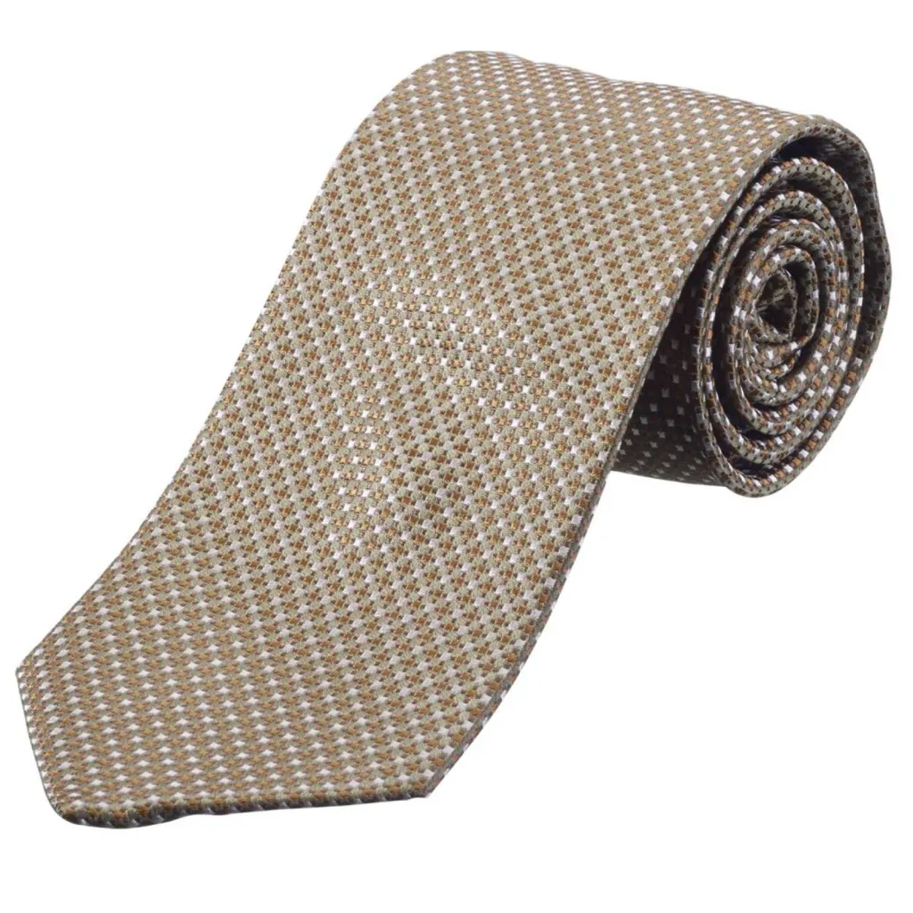 cravate e-commerce  KAKI PETIT CARRÉ MARRON-BEIGE 