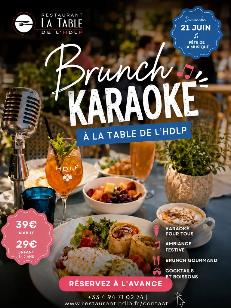 Dimanche 21 juin brunch karaoké à La Table de L'HDLP de Bormes Les Mimosas