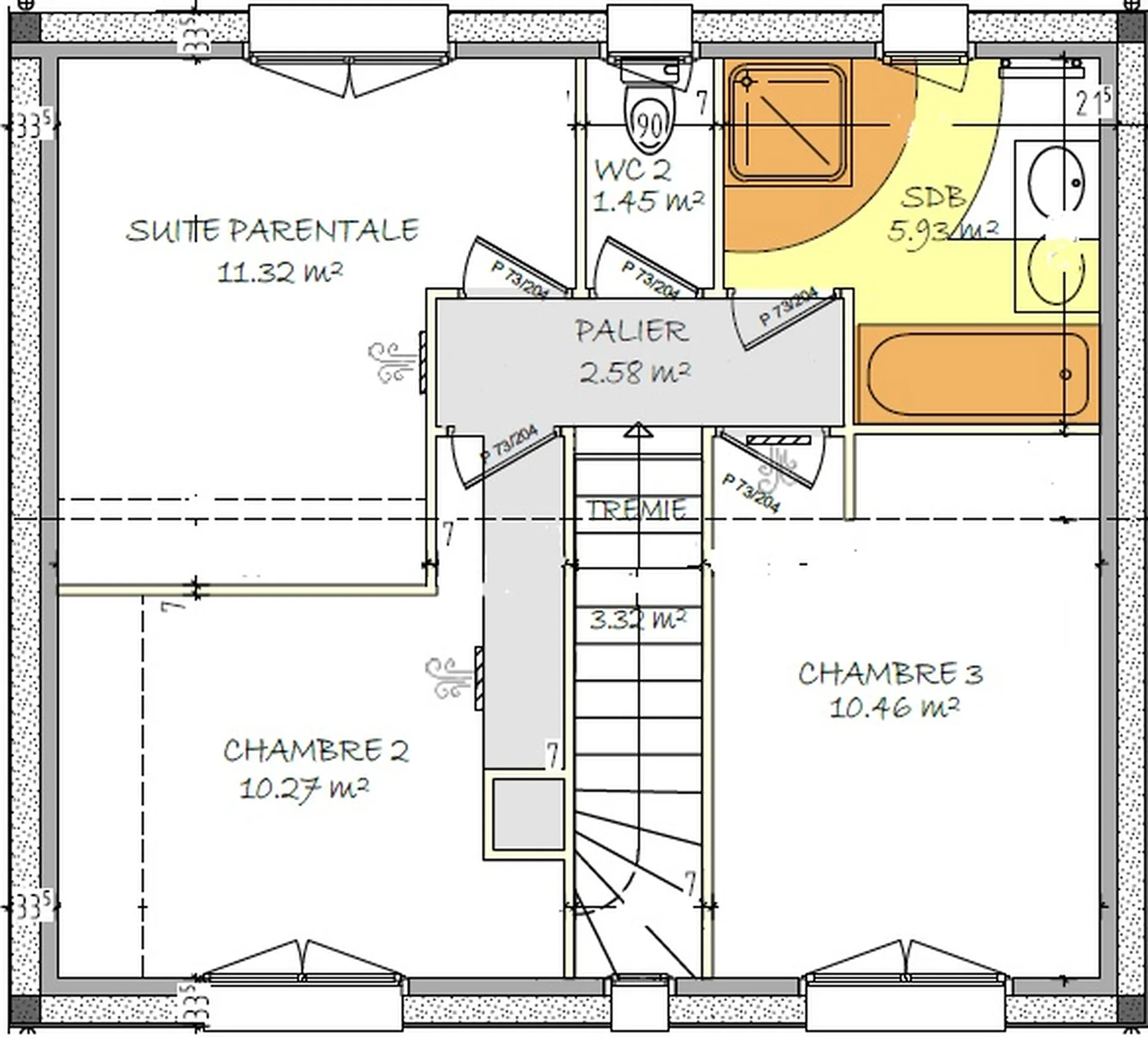 Maison à étage de 88 m² avec garage de 17 m²