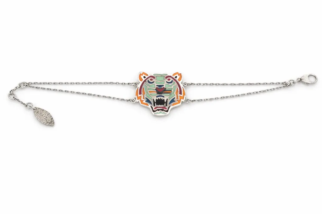 Bracelet Kenzo tigre laque orange double chaine argent 925 Or Ligne Bassin d Arcachon