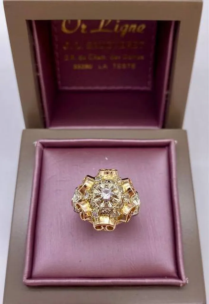 Bague vintage 2 ors 750/1000ème et saphirs blancs occasion Or Ligne La Teste Bassin d'Arcachon