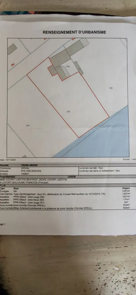 A vendre maison de 217 m² édifiée sur 1700 m² de terrain sur la commune de ORIVAL 76500
