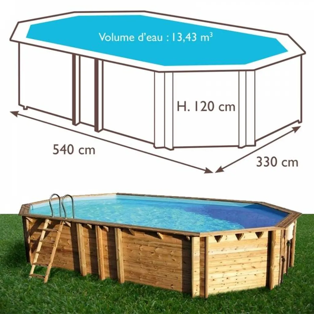 Piscine bois enterrée 5m40 x 3m30 par Aquarev'Piscines à Dauphin 04300 