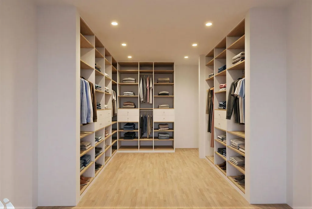 Dressing sur mesure blanc et bois à Bouloc, près de Toulouse : photoréalisme 