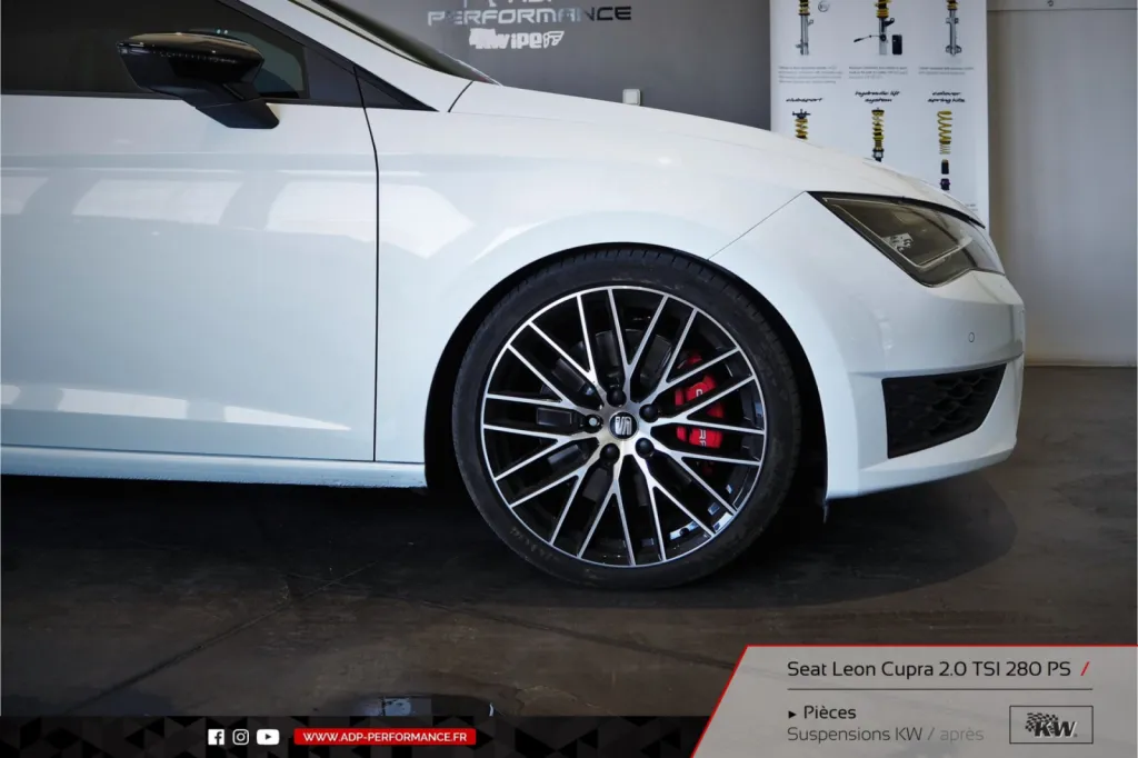 Reprogrammation moteur suspensions KW Seat Leon Cupra 2.0 TFSI 280cv - ADP Performance