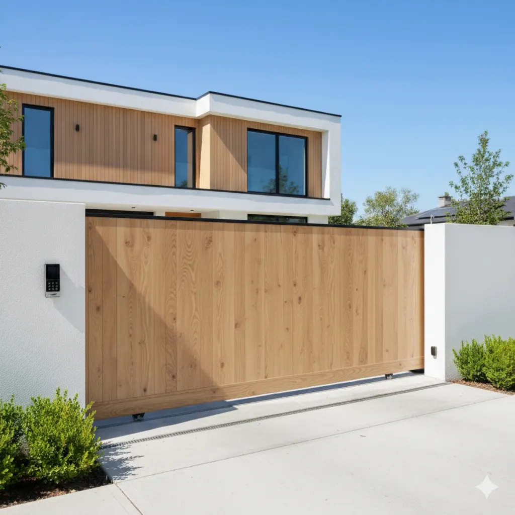 Portail en aluminium effet bois 