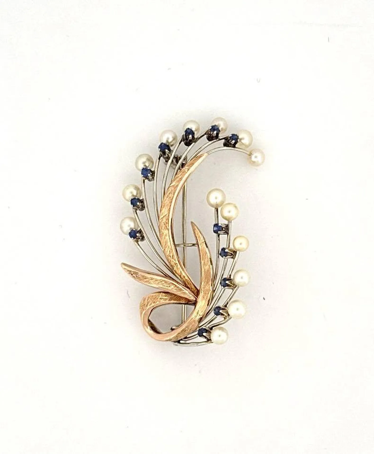 Broche florale rétro en or jaune et blanc – Dépôt vente à la Bijouterie Or Ligne, La Teste-de-Buch