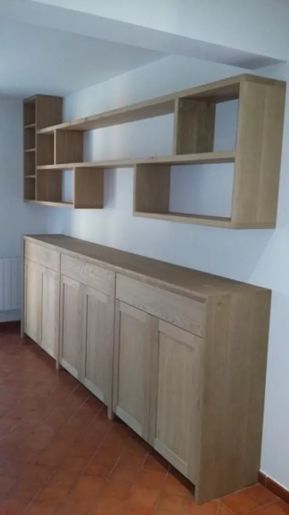 Bibliothèque suspendue et buffet chêne sablé Venelles 13770