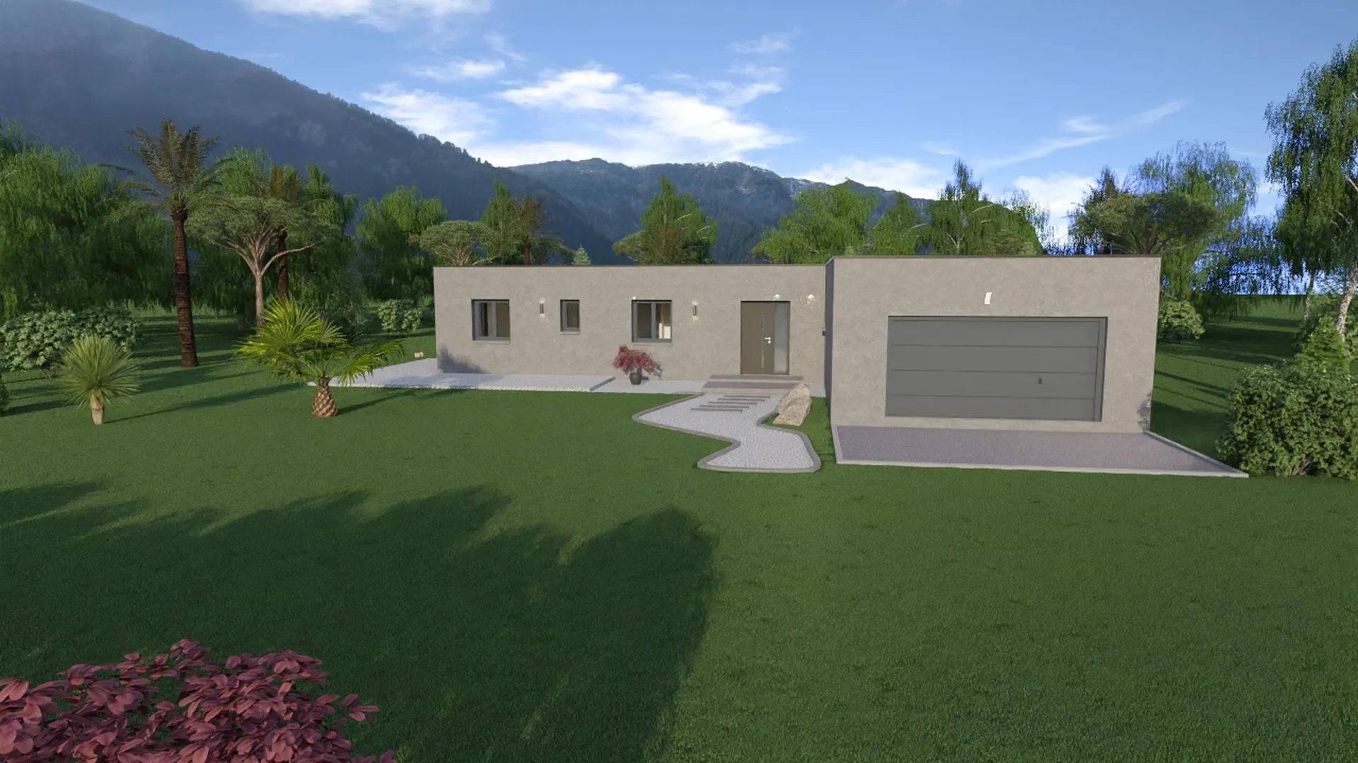 Maison contemporaine de plain pied pour un projet de construction à Lacroix Falgarde