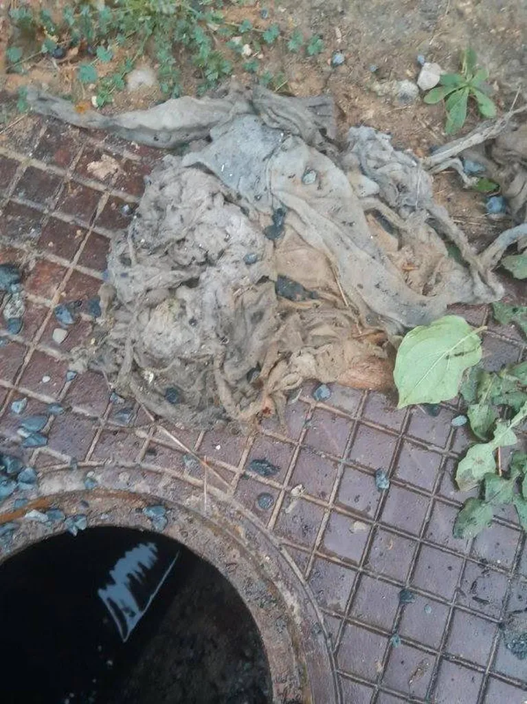 Bouchon de lingettes dans un réseau d'eaux usées à Grambois