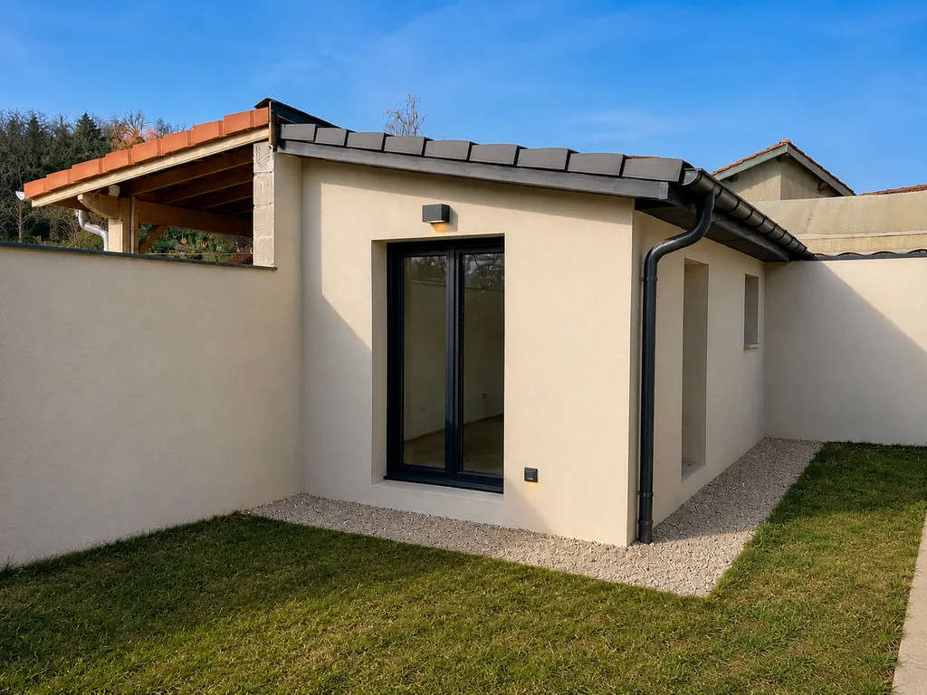 Rénovation d'une dépendance en annexe indépendante avec suite et salle de bain à Satolas-et-Bonce dans l'Isère dans l'Est Lyonnais